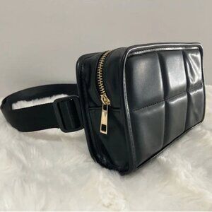 Quilted Belt/Cross Body Bag Black